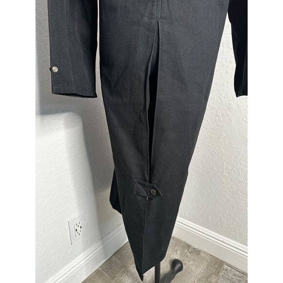 Lauren Ralph Lauren Black Full-Length Canvas Duster W/Brown Suede Collar Size S - Picture 6 of 11